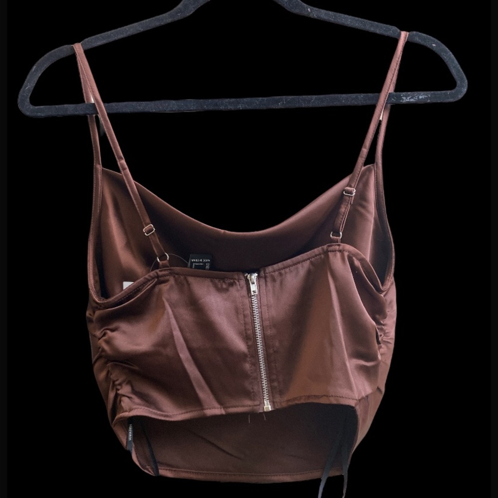 Brown silk tank top size small